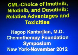 Dr Hagop Kantarjian presented on choice of CML treatments at Chemotherapy Foundation Symposium