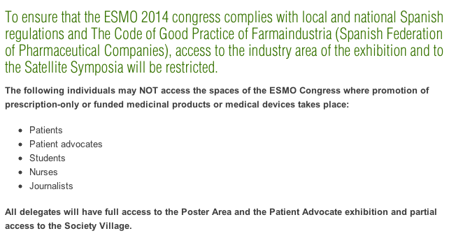 ESMO 2014 Access Ban